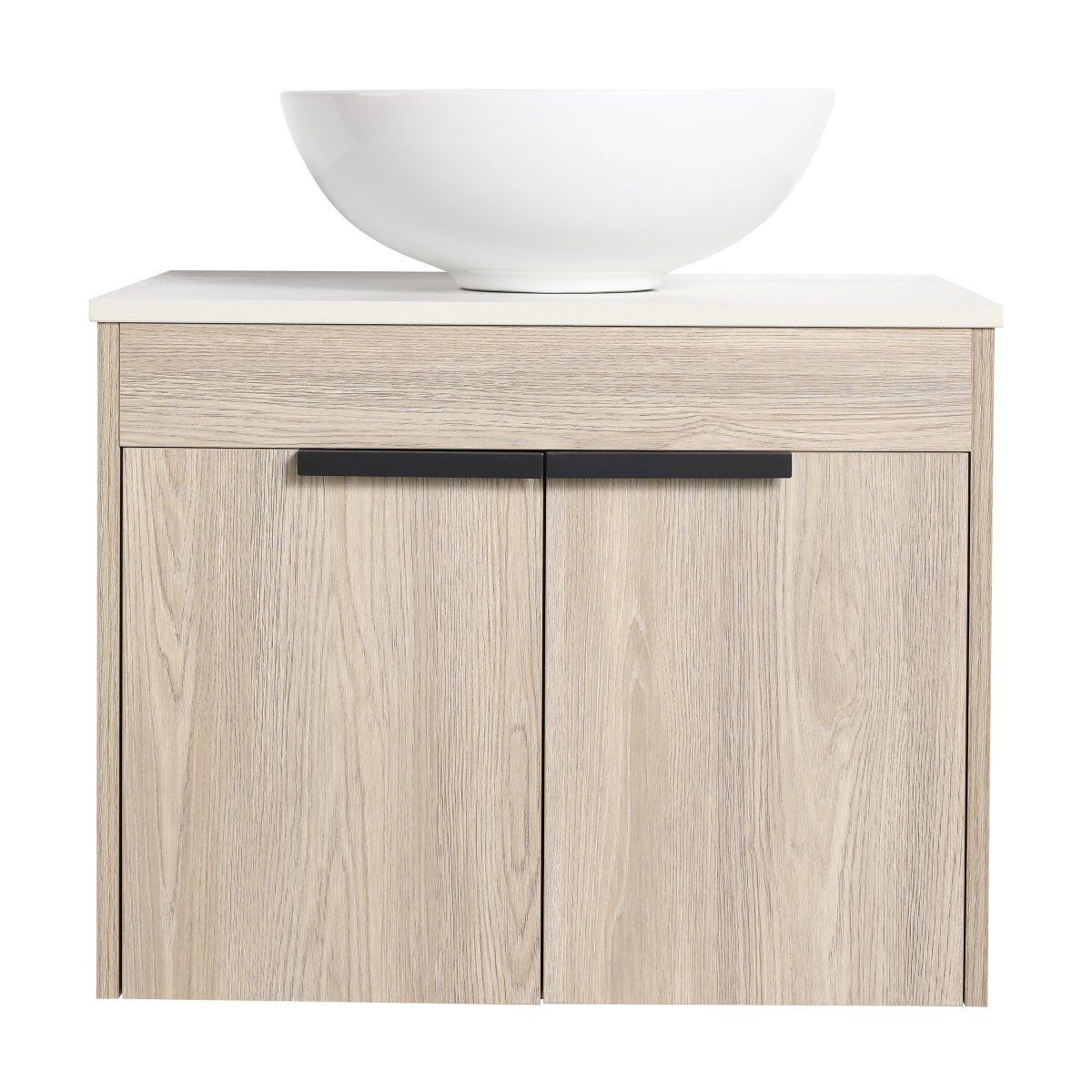 Premium 24-Inch Solid Wood Bathroom Vanity with White Ceramic Basin