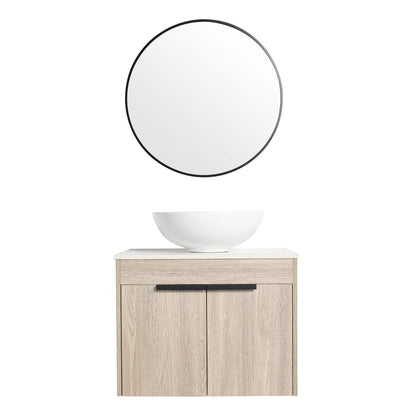 Premium 24-Inch Solid Wood Bathroom Vanity with White Ceramic Basin