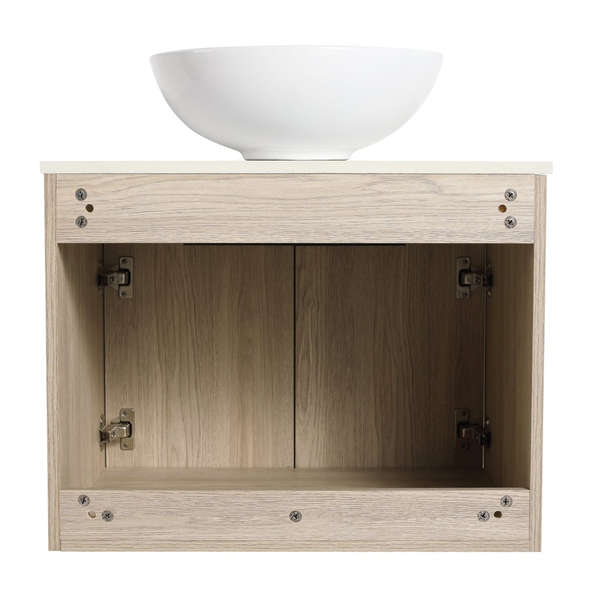 Premium 24-Inch Solid Wood Bathroom Vanity with White Ceramic Basin