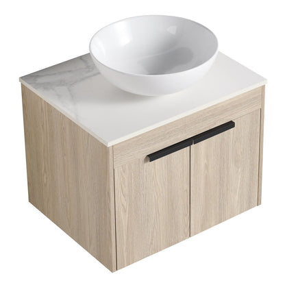 Premium 24-Inch Solid Wood Bathroom Vanity with White Ceramic Basin