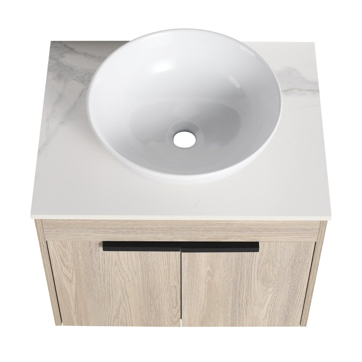 Premium 24-Inch Solid Wood Bathroom Vanity with White Ceramic Basin