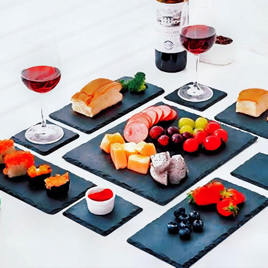 9-Pieces Natural Slate Cheese Board Set