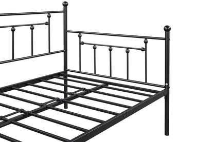 Black Metal Twin Daybed with Trundle and Slats