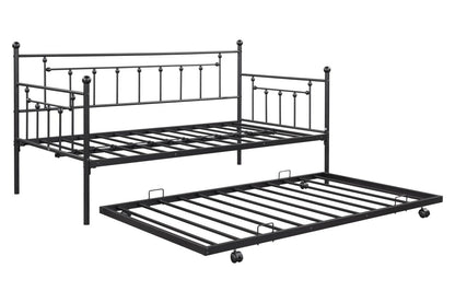 Black Metal Twin Daybed with Trundle and Slats