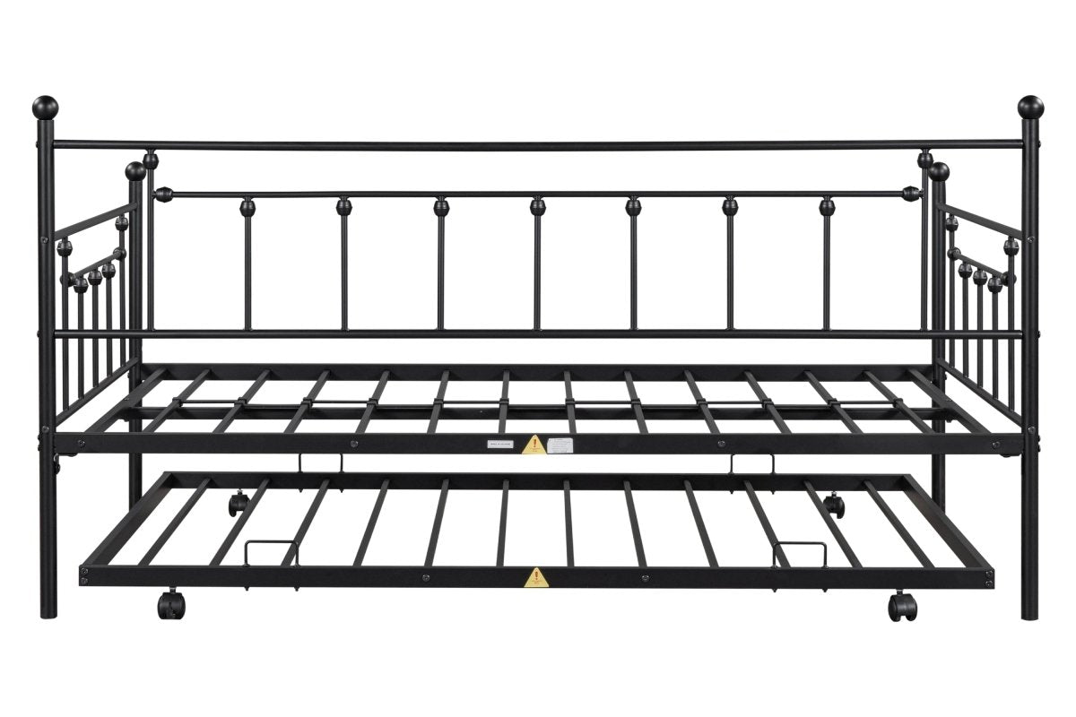 Black Metal Twin Daybed with Trundle and Slats