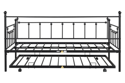 Black Metal Twin Daybed with Trundle and Slats