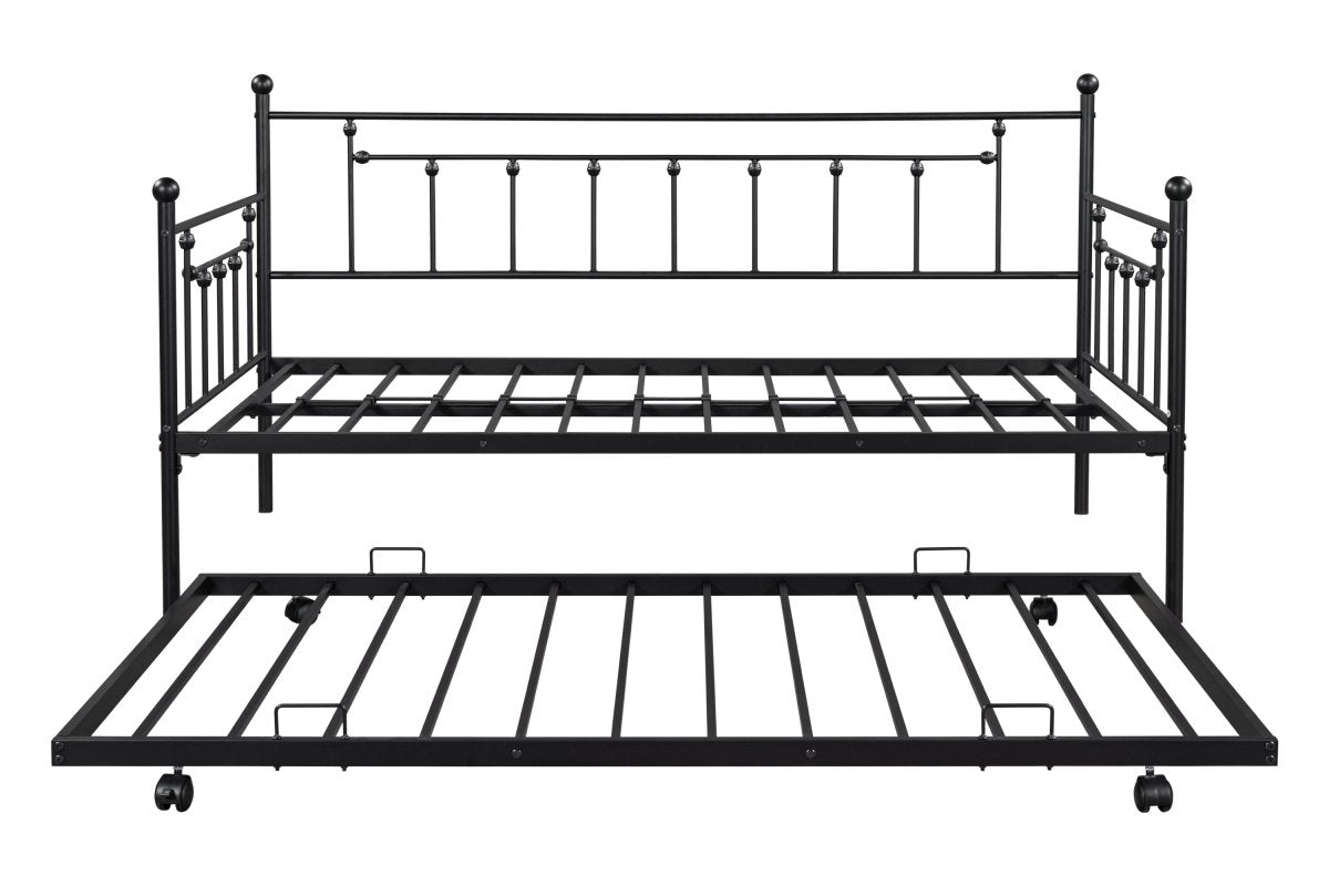 Black Metal Twin Daybed with Trundle and Slats