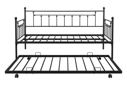 Black Metal Twin Daybed with Trundle and Slats