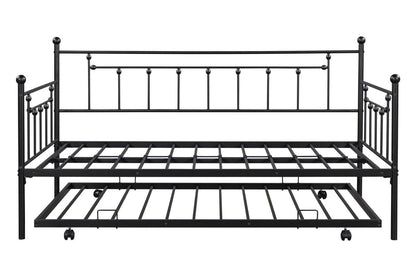 Black Metal Twin Daybed with Trundle and Slats