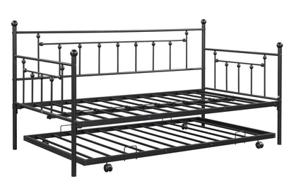 Black Metal Twin Daybed with Trundle and Slats