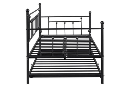 Black Metal Twin Daybed with Trundle and Slats