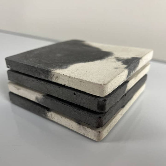 Dark Grey Artisan Concrete Coasters - Set of 4 with Cork Bottom