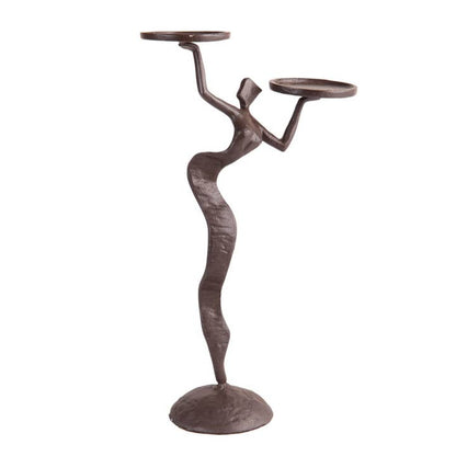 Sculpted Femme Cast Iron Candle Holder – Double Taper Stand