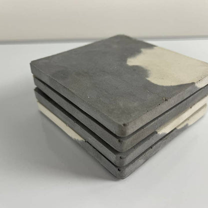 Dark Grey Artisan Concrete Coasters - Set of 4 with Cork Bottom