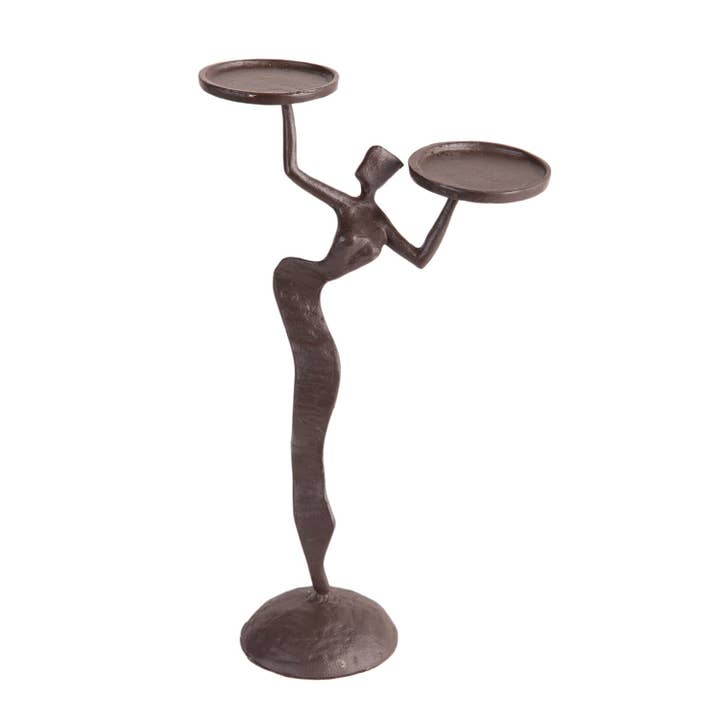 Sculpted Femme Cast Iron Candle Holder – Double Taper Stand