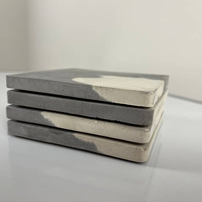 Dark Grey Artisan Concrete Coasters - Set of 4 with Cork Bottom