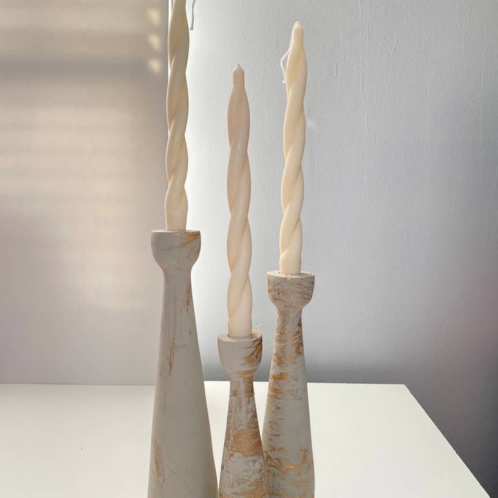 Architectural Trio Concrete Candle Holder Set