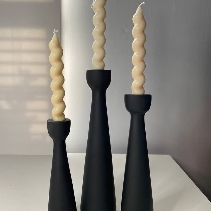 Architectural Trio Concrete Candle Holder Set