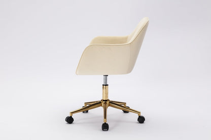 Veluxe Revolve Office Chair with Gold Metal Legs - Beige