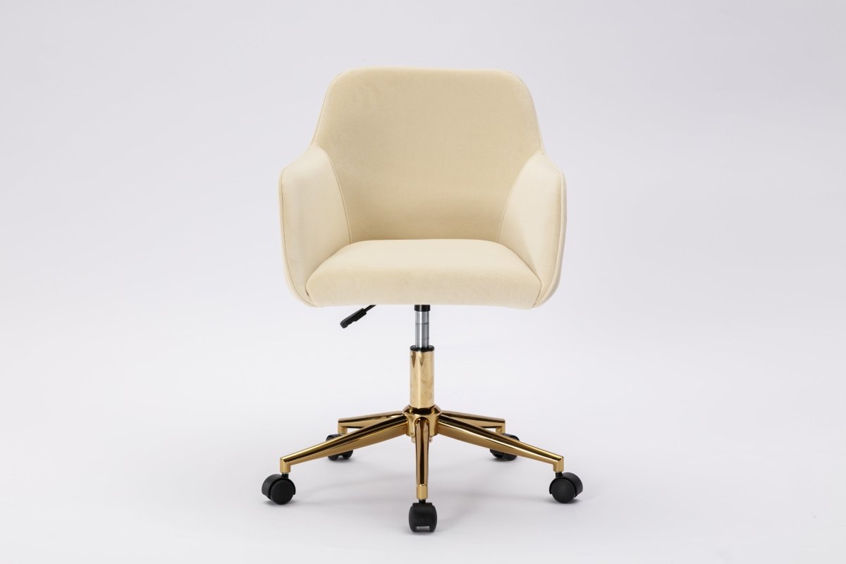 Veluxe Revolve Office Chair with Gold Metal Legs - Beige