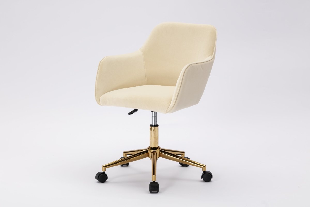 Veluxe Revolve Office Chair with Gold Metal Legs - Beige