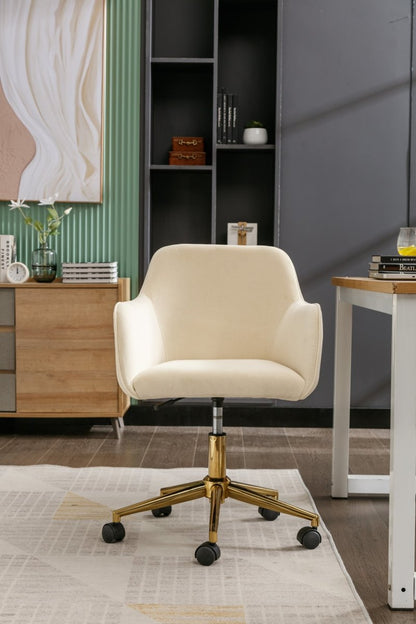 Veluxe Revolve Office Chair with Gold Metal Legs - Beige