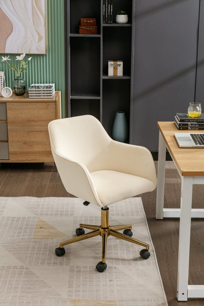 Veluxe Revolve Office Chair with Gold Metal Legs - Beige