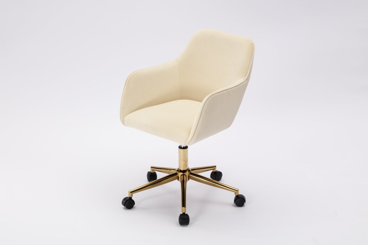 Veluxe Revolve Office Chair with Gold Metal Legs - Beige