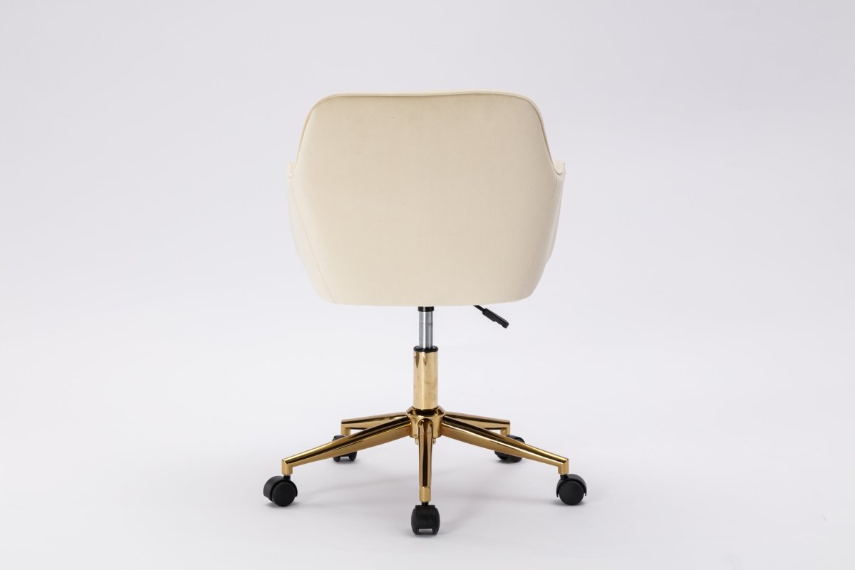 Veluxe Revolve Office Chair with Gold Metal Legs - Beige