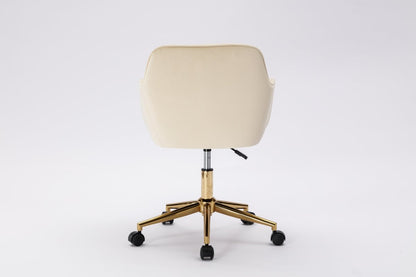 Veluxe Revolve Office Chair with Gold Metal Legs - Beige