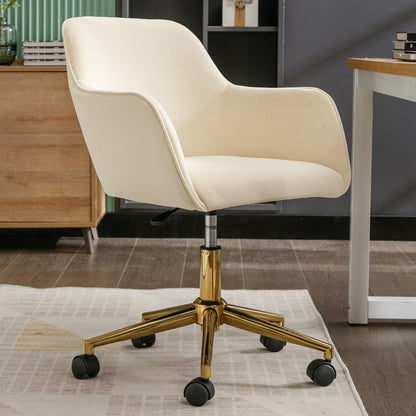 Veluxe Revolve Office Chair with Gold Metal Legs - Beige