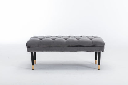 Gray Velvet Tufted Upholstered Bench