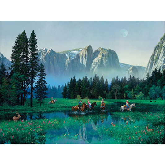 Yosemite Cowboys: Whimsical Landmark Art Print